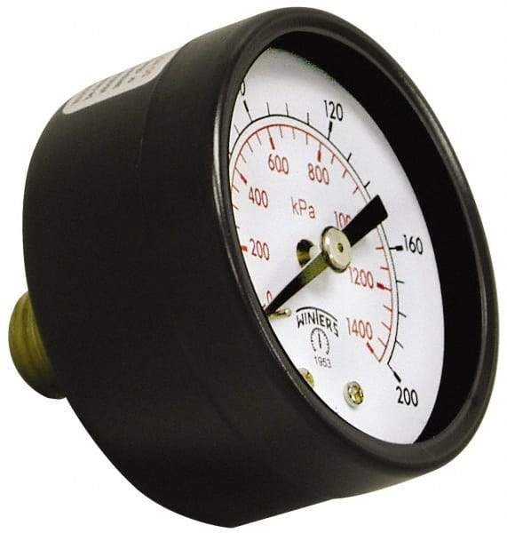 Winters - 1-1/2" Dial, 1/8 Thread, 0-100 Scale Range, Pressure Gauge - Center Back Connection Mount, Accurate to 3-2-3% of Scale - Best Tool & Supply