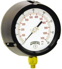 Winters - 4-1/2" Dial, 1/4 Thread, 0-400 Scale Range, Pressure Gauge - Lower Connection Mount, Accurate to 0.5% of Scale - Best Tool & Supply