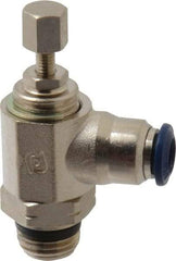 Value Collection - 1/4" Pipe, Angled Miniature Needle Valve - Buna Seal, Male x Push to Connect Ends, Nickel Plated Brass Valve, 145 Max psi - Best Tool & Supply