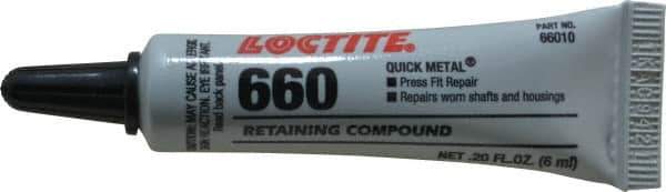 Loctite - 6 mL Tube, Silver, High Strength Paste Retaining Compound - Series 660, 24 hr Full Cure Time, Heat Removal - Best Tool & Supply