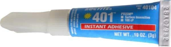 Loctite - 0.11 oz Tube Clear Instant Adhesive - Series 401, 15 sec Working Time, 24 hr Full Cure Time, Bonds to Plastic & Rubber - Best Tool & Supply