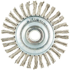 Norton - 4" OD, 5/8-11 Arbor Hole, Standard Twist Knot Stainless Steel Wheel Brush - Best Tool & Supply