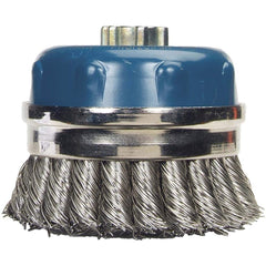 Norton - 4" Diam 5/8-11 Threaded Arbor Stainless Steel Fill Cup Brush - Best Tool & Supply