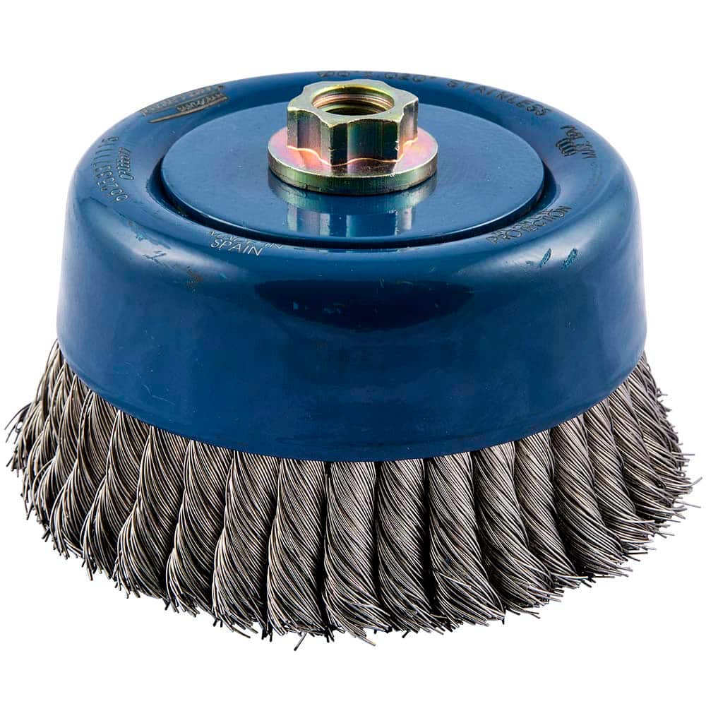 Norton - 6" Diam 5/8-11 Threaded Arbor Stainless Steel Fill Cup Brush - Best Tool & Supply