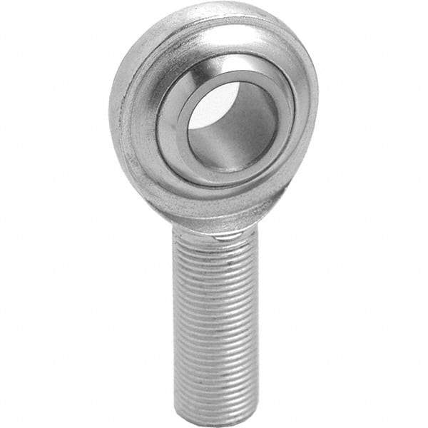 Tritan - 3/8" ID, 5,100 Lb Max Static Cap, Male Spherical Rod End - 3/8-24 RH, 1/2" Shank Diam, 1-1/4" Shank Length, Zinc Plated Carbon Steel with Low Carbon Steel Raceway - Best Tool & Supply