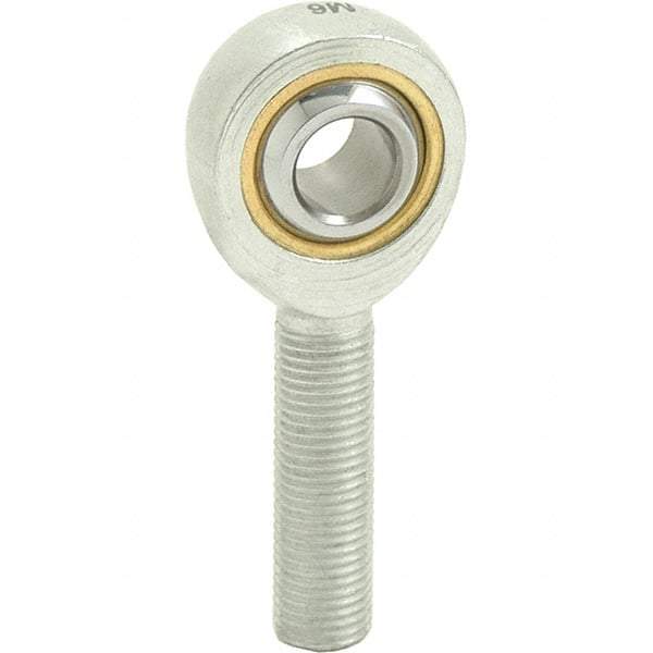 Tritan - 7/16" ID, 2-11/16" Max OD, 4,244 Lb Max Static Cap, Male Spherical Rod End - 7/16-20 RH, 9/16" Shank Diam, 1-3/8" Shank Length, Zinc Plated Carbon Steel with Sintered Oil Impregnated Bronze Raceway - Best Tool & Supply