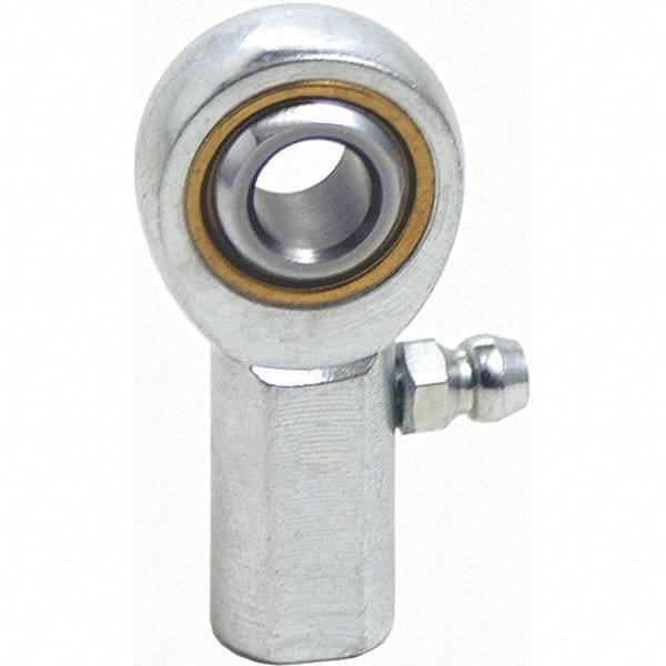 Tritan - 3/8" ID, 2-7/16" Max OD, 3,950 Lb Max Static Cap, Female Spherical Rod End - 3/8-24 UNF RH, 1/2" Shank Diam, 13/16" Shank Length, Zinc Plated Carbon Steel with Sintered Oil Impregnated Bronze Raceway - Best Tool & Supply