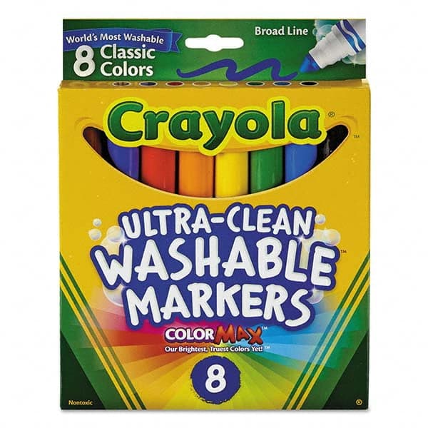 Crayola - Markers & Paintsticks Type: Washable Marker Color: Black; Blue; Brown; Green; Orange; Red; Violet; Yellow - Best Tool & Supply