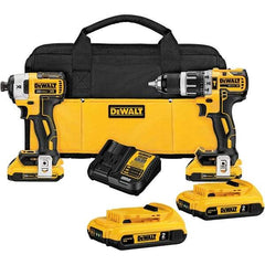 DeWALT - 20 Volt Cordless Tool Combination Kit - Includes 1/2" Brushless Hammer Drill & 1/4" 3-Speed Brushless Impact Driver, Lithium-Ion Battery Included - Best Tool & Supply