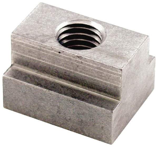 Jergens - 1/2-13 Tapped Through T Slot Nut - 5/8" Slot Width, 1 x 3/8" Base Width x Height, 1-1/4 x 3/4" Overall Length x Height - Best Tool & Supply