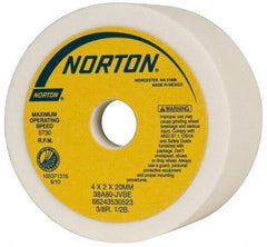 Norton - 4" Diam, 20mm Hole Size, 2" Overall Thickness, 80 Grit, Type 6 Tool & Cutter Grinding Wheel - Medium Grade, Aluminum Oxide, J Hardness, Vitrified Bond, 5,730 RPM - Best Tool & Supply