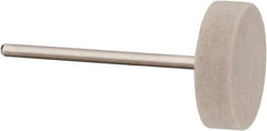 Value Collection - 7/8" Diam, 3/32" Shank Diam, Wheel Shaped Mounted Bob - Hard Density, 1/4" Head Length, 2" Shank Length, Wool Felt - Best Tool & Supply