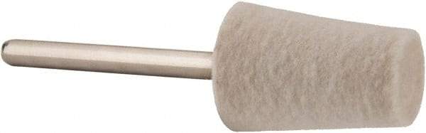 Value Collection - 1/2" Diam, 1/8" Shank Diam, Cone Shaped Mounted Bob - Medium Density, 3/4" Head Length, 2" Shank Length, Wool Felt - Best Tool & Supply