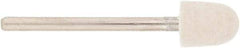 Value Collection - 3/8" Diam, 1/8" Shank Diam, Oval Shaped Mounted Bob - Hard Density, 1/2" Head Length, 2" Shank Length, Wool Felt - Best Tool & Supply