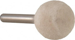 Value Collection - 1" Diam, 1/4" Shank Diam, Ball Shaped Mounted Bob - Rock Hard Density, 1" Head Length, 2" Shank Length, Wool Felt - Best Tool & Supply