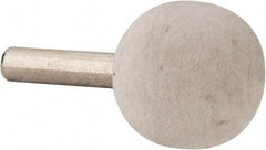 Value Collection - 1" Diam, 1/4" Shank Diam, Ball Shaped Mounted Bob - Hard Density, 1" Head Length, 2" Shank Length, Wool Felt - Best Tool & Supply