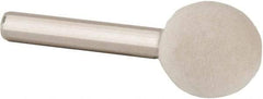 Value Collection - 3/4" Diam, 1/4" Shank Diam, Ball Shaped Mounted Bob - Hard Density, 3/4" Head Length, 2" Shank Length, Wool Felt - Best Tool & Supply