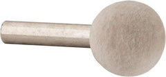 Value Collection - 3/4" Diam, 1/4" Shank Diam, Ball Shaped Mounted Bob - Medium Density, 3/4" Head Length, 2" Shank Length, Wool Felt - Best Tool & Supply