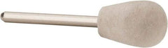 Value Collection - 1/2" Diam, 1/8" Shank Diam, Olive Shaped Mounted Bob - Hard Density, 3/4" Head Length, 2" Shank Length, Wool Felt - Best Tool & Supply