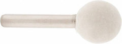 Value Collection - 3/4" Diam, 1/4" Shank Diam, Ball Shaped Mounted Bob - Rock Hard Density, 3/4" Head Length, 2" Shank Length, Wool Felt - Best Tool & Supply