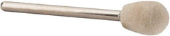 Value Collection - 3/8" Diam, 1/8" Shank Diam, Oval Shaped Mounted Bob - Medium Density, 1/2" Head Length, 2" Shank Length, Wool Felt - Best Tool & Supply