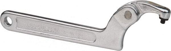 Paramount - 1-1/4" to 3" Capacity, Adjustable Pin Spanner Wrench - 8-1/8" OAL, 3/16" Hook Pin Height - Best Tool & Supply