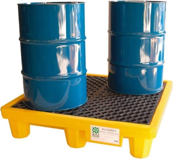 UltraTech - 66 Gal Sump, 6,000 Lb Capacity, 4 Drum, Polyethylene Spill Deck or Pallet - 53" Long x 53" Wide x 12" High, Liftable Fork, Drain Included, 2 x 4 Drum Configuration - Best Tool & Supply