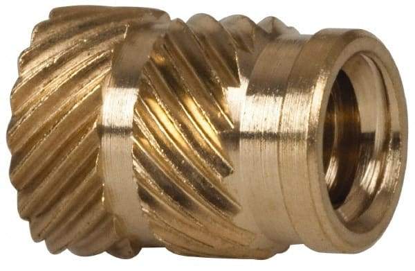 E-Z LOK - 1/4" Drill, 10 24 UNC, 0.278" Diam, Brass Unheaded Heat Installed Threaded Insert - 1/4" Hole, 3/8" OAL - Best Tool & Supply