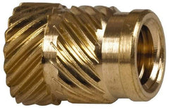 E-Z LOK - 1/4" Drill, 10 32 UNF, 0.278" Diam, Brass Unheaded Heat Installed Threaded Insert - 1/4" Hole, 3/8" OAL - Best Tool & Supply