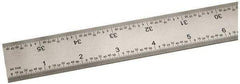 SPI - 36" Long, 1/100, 1/64, 1/32, 1/10" Graduation, Rigid Steel Rule - 5R Graduation Style, 1-1/4" Wide, Silver, Satin Chrome Finish - Best Tool & Supply