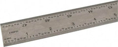 SPI - 48" Long, 1/64, 1/32, 1/16, 1/8" Graduation, Rigid Steel Rule - 4R Graduation Style, 1-1/4" Wide, Silver, Satin Chrome Finish - Best Tool & Supply