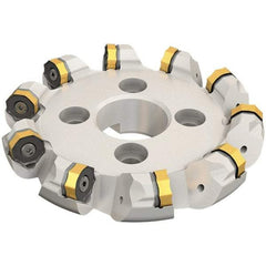 Iscar - 8.96" Cut Diam, 2-1/2" Arbor Hole, 0.28" Max Depth of Cut, 45° Indexable Chamfer & Angle Face Mill - 10 Inserts, ONMU 1008\xB6S845 SNMU 2608 Insert, Right Hand Cut, 10 Flutes, Series Helido - Best Tool & Supply