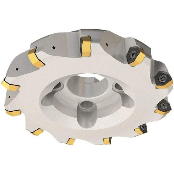 Iscar - 80mm Cut Diam, 32mm Arbor Hole, 3.5mm Max Depth of Cut, 30° Indexable Chamfer & Angle Face Mill - 6 Inserts, H600 WXCU 08 Insert, Right Hand Cut, 6 Flutes, Through Coolant, Series Helido - Best Tool & Supply