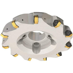 Iscar - 50mm Cut Diam, 22mm Arbor Hole, 3.5mm Max Depth of Cut, 30° Indexable Chamfer & Angle Face Mill - 4 Inserts, H600 WXCU 08 Insert, Right Hand Cut, 4 Flutes, Through Coolant, Series Helido - Best Tool & Supply