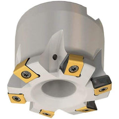 Iscar - 6 Inserts, 2.48" Cutter Diam, 0.071" Max Depth of Cut, Indexable High-Feed Face Mill - 1.063" Arbor Hole Diam, 0.488" Keyway Width, 1.969" High, FTP-LN10 Toolholder, LNHT 1006 Inserts, Series Helitang - Best Tool & Supply