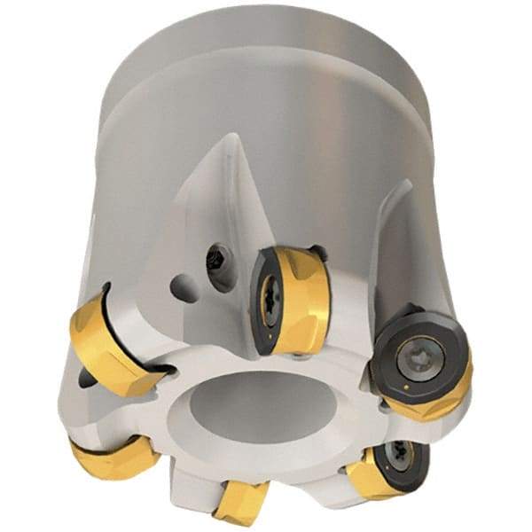 Iscar - 80mm Cut Diam, 8.7mm Max Depth, 27mm Arbor Hole, 8 Inserts, H400 RNHU Insert Style, Indexable Copy Face Mill - H400 FR-12 Cutter Style, 50mm High, Through Coolant, Series Helido - Best Tool & Supply