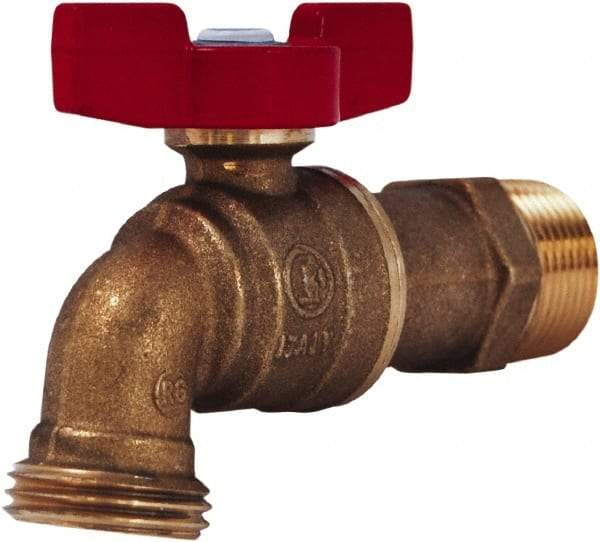 Legend Valve - 3/4" Pipe, 3/4" Tube, Aluminum Hose Bib Drain Cock & Shutoff Valve - 3/4 MNPT Thread, 125 Max psi, 2-29/64" Long - Best Tool & Supply