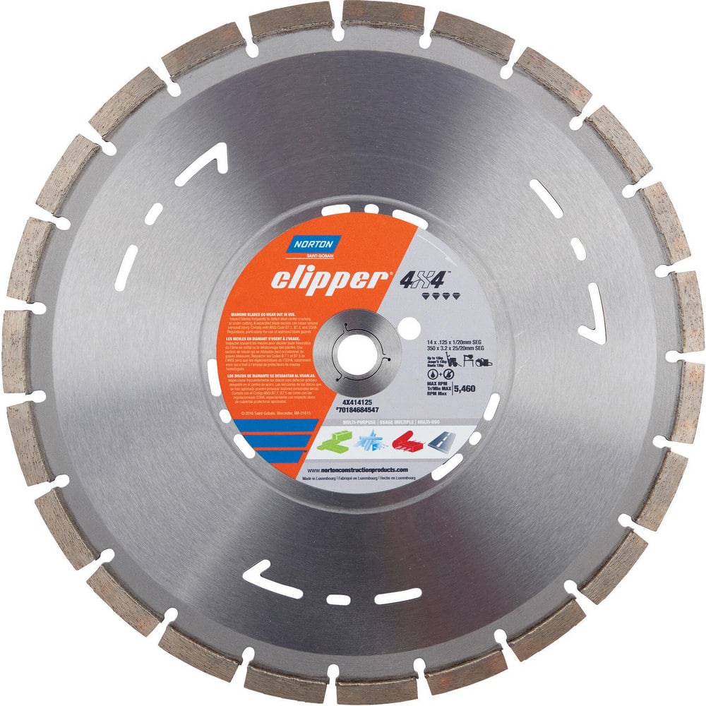 Wet & Dry Cut Saw Blade: 12″ Dia, 1″ Arbor Hole, 0.11″ Kerf Width, 20 Teeth High Speed Steel Teeth, Use on Concrete, Standard Arbor