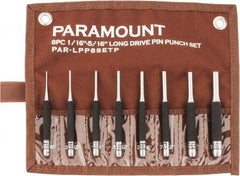 Paramount - 8 Piece, 1/16 to 5/16", Pin Punch Set - Round Shank, Comes in Canvas Roll - Best Tool & Supply