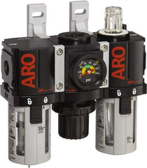 ARO/Ingersoll-Rand - 1/4" NPT Port Miniature 3 Piece Filter-Regulator-Lubricator FRL Unit - Polycarbonate Bowl, 46 SCFM, 150 Max psi, 5" High x 4.724" Long, Automatic Drain - Best Tool & Supply