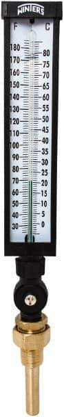 Winters - 30 to 180°F, Industrial Thermometer with Standard Thermowell - 3 Inch Immersion Length, 3-1/2 Inch Stem Length, 17 Inch Long, 3/4 Inch Thread - Best Tool & Supply