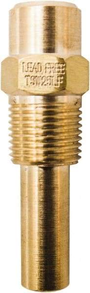 Winters - 2 Inch Overall Length, 1/2 Inch Thread, Brass Thermowell - 1.4 Inch Insertion Length - Best Tool & Supply