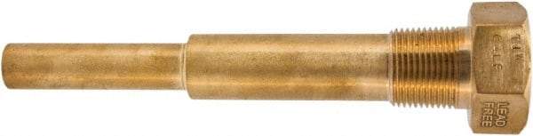 Winters - 6-3/4 Inch Overall Length, 3/4 Inch Thread, Brass Thermowell - 5 Inch Insertion Length - Best Tool & Supply