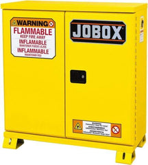 Jobox - 2 Door, 1 Shelf, Yellow Steel Standard Safety Cabinet for Flammable and Combustible Liquids - 49" High x 46-3/32" Wide x 19-5/8" Deep, Manual Closing Door, 30 Gal Capacity - Best Tool & Supply