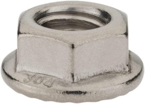 Monroe Engineering Products - 3/8-16 304 Steel Hex Flange Lock Nut - 9/16" Width Across Flats, 3/8" High - Best Tool & Supply