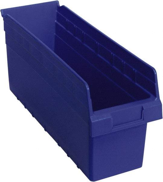 Quantum Storage - 17-7/8" Deep, Blue Polypropylene Hopper Shelf Bin - 8" High x 6-5/8" Wide x 17-7/8" Long - Best Tool & Supply