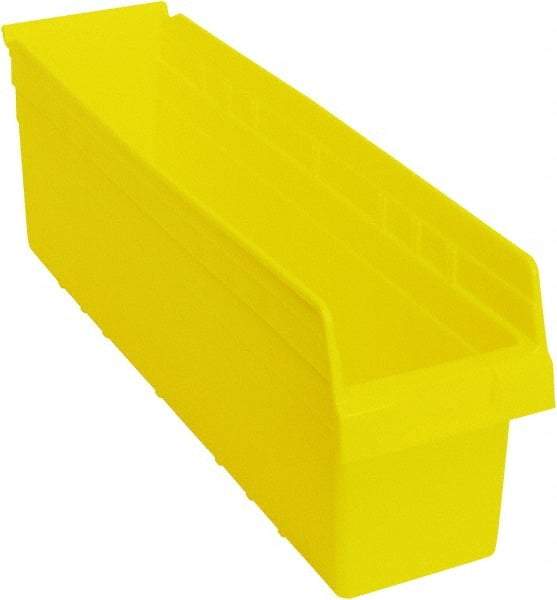 Quantum Storage - 23-5/8" Deep, Yellow Polypropylene Hopper Shelf Bin - 8" High x 6-5/8" Wide x 23-5/8" Long - Best Tool & Supply