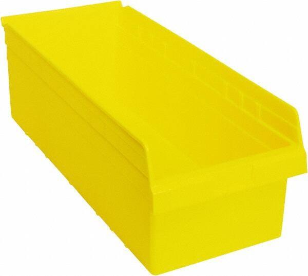 Quantum Storage - 23-5/8" Deep, Yellow Polypropylene Hopper Shelf Bin - 8" High x 11-1/8" Wide x 23-5/8" Long - Best Tool & Supply