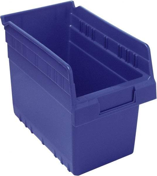 Quantum Storage - 11-5/8" Deep, Blue Polypropylene Hopper Shelf Bin - 8" High x 6-5/8" Wide x 11-5/8" Long - Best Tool & Supply