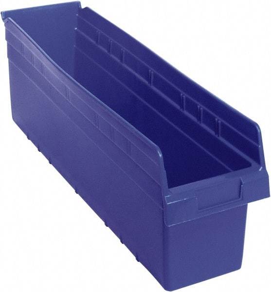 Quantum Storage - 23-5/8" Deep, Blue Polypropylene Hopper Shelf Bin - 8" High x 6-5/8" Wide x 23-5/8" Long - Best Tool & Supply